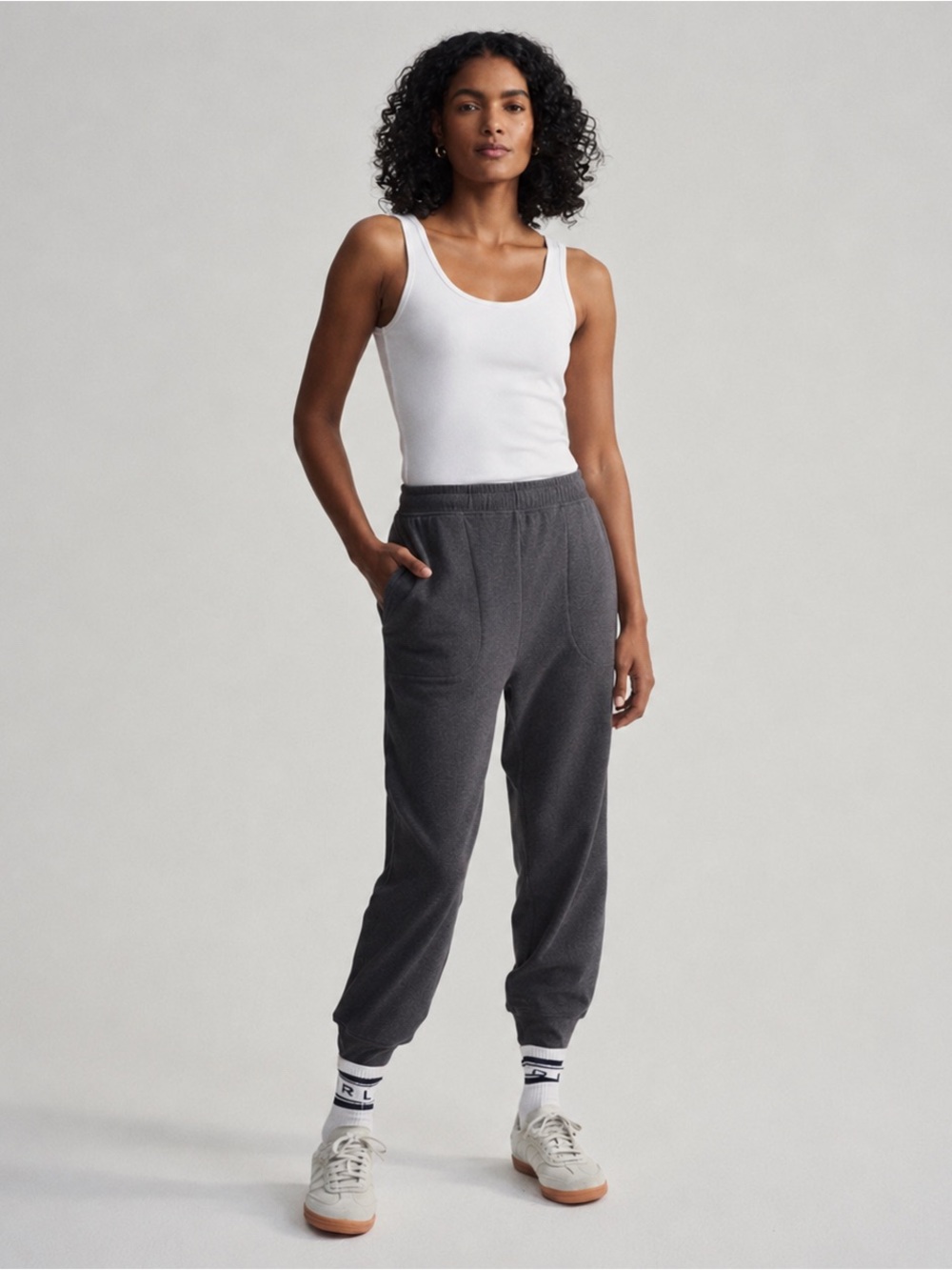 Varley Brushed Rib Slim Cuff Pant 25" Size:XXS Color: Black Marl (Dark Grey)